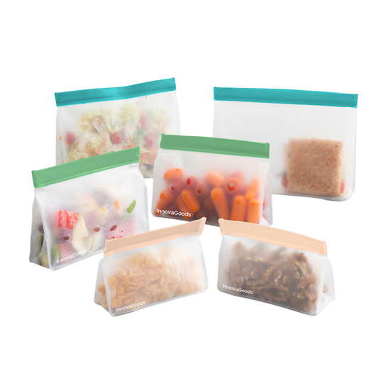 Genanvendelige poser med ziplock (6 stk.)