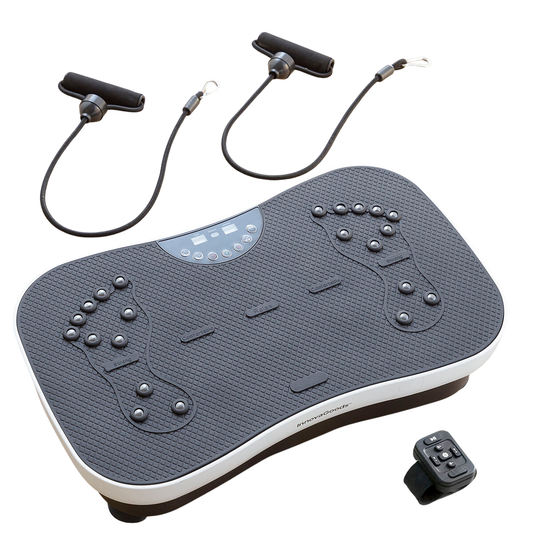 Vibrationsplatform til hjemmetræning inkl. elastikbånd